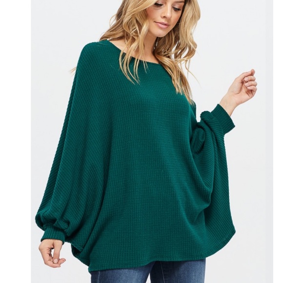 (1 Left)Waffle Oversize Dolman sleeve Sweater - Picture 3 of 4